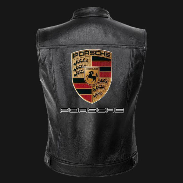 Porsche Motor Car Black Leather Vest