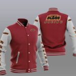Red Gray KTM Racing Baseball Varsity Jacket