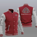 Red Gray Maybach Baseball Varsity Jacket