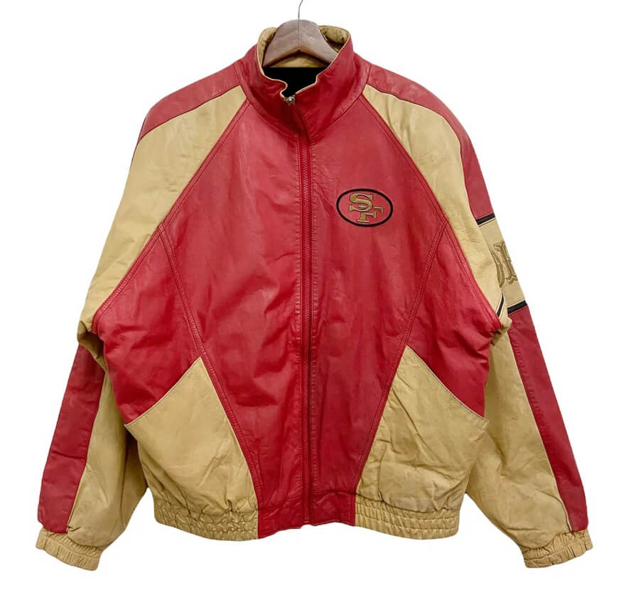 San Francisco 49ers Red And Cream Leather Jacket (1) San Francisco 49ers Red And Cream Leather Jacket