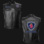 Scania Motor Bus Black Leather Vest
