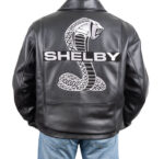 Shelby Black And Blue Racing Leather Jacket