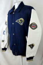 Buy St. Louis Rams Snap Button Varsity Bomber Jacket Lined Medium Online in  India 
