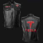 Tesla Motor Car Black Leather Vest
