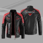 Victory Motorcycles Red Color Block Leather Jacket