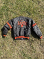 Vintage 90s Cleveland Browns Black Leather Jacket