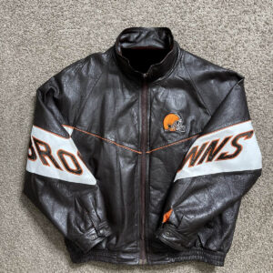 Vintage 90s Pro Player Cleveland Browns Leather Jacket