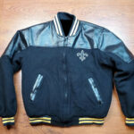 Vintage Black New Orleans Saints Wool Leather Jacket