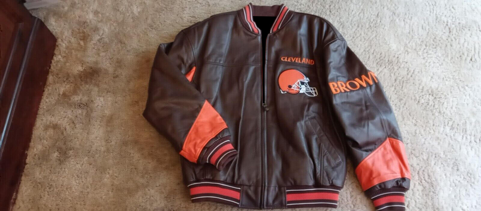 Vintage Brown NFL Cleveland Browns Leather Jacket (1) Vintage Brown NFL Cleveland Browns Leather Jacket
