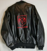 Vintage Dodge Black Bomber Leather Jacket