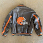 Vintage Grey NFL Cleveland Browns Leather Jacket