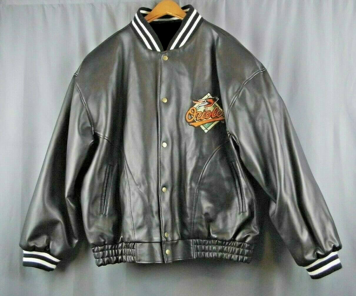 Vintage MLB Team Baltimore Orioles Block Leather Jacket (1) Vintage MLB Team Baltimore Orioles Block Leather Jacket