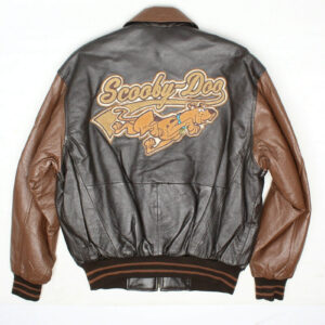 Vintage Scooby Doo Black And Brown Leather Jacket