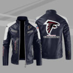 Atlanta Falcons Blue Color Block Leather Jacket