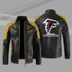 Atlanta Falcons Yellow Color Block Leather Jacket