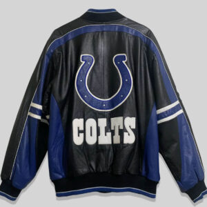 Black Blue Indianapolis Colts Football Leather Jacket