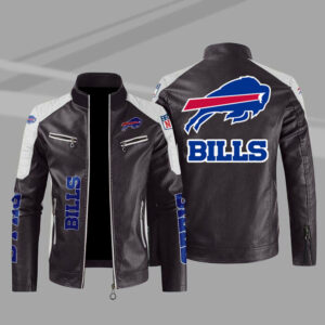 Buffalo Bills Maroon White Color Block Leather Jacket