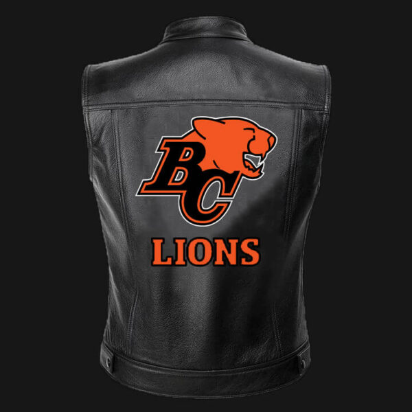 CFL Team BC Lions Black Leather Vest