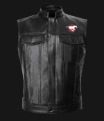 CFL Team Calgary Stampeders Black Leather Vest