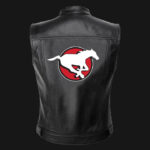 CFL Team Calgary Stampeders Black Leather Vest