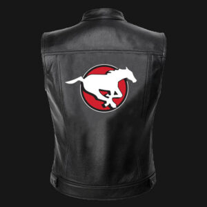 CFL Team Calgary Stampeders Black Leather Vest