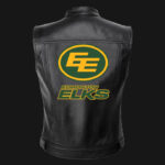 CFL Team Edmonton Elks Black Leather Vest