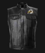 CFL Team Hamilton Tiger-Cats Black Leather Vest