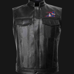 CFL Team Montreal Alouettes Black Leather Vest