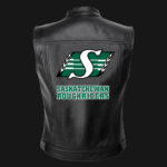 CFL Team Saskatchewan Roughriders Black Leather Vest