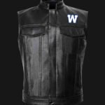 CFL Team Winnipeg Blue Bombers Black Leather Vest
