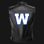CFL Team Winnipeg Blue Bombers Black Leather Vest