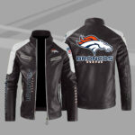 Denver Broncos Maroon Color Block Leather Jacket
