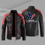 Houston Texans Red Color Block Leather Jacket