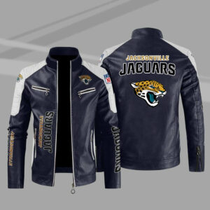 Jacksonville Jaguars Blue Color Block Leather Jacket