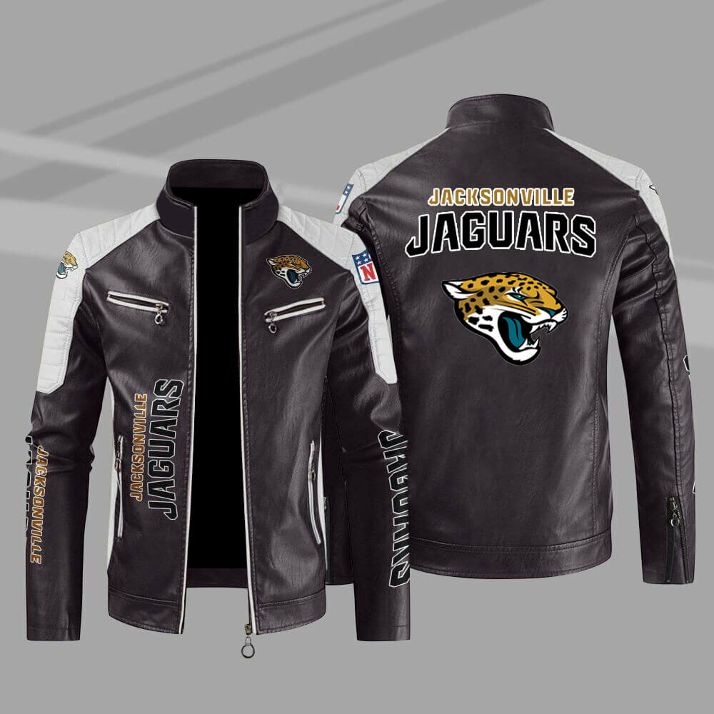 Jacksonville Jaguars Maroon Color Block Leather Jacket Jacksonville Jaguars Maroon Color Block Leather Jacket