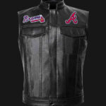 MLB Team Black Atlanta Braves Leather Vest
