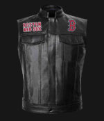 MLB Team Black Boston Red Sox Leather Vest