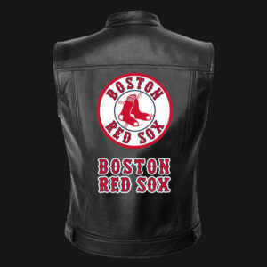 MLB Team Black Boston Red Sox Leather Vest