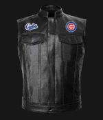 MLB Team Black Chicago Cubs Leather Vest
