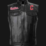 MLB Team Black Cleveland Guardians Leather Vest