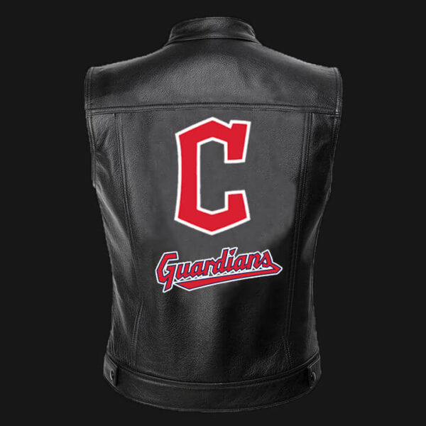 MLB Team Black Cleveland Guardians Leather Vest