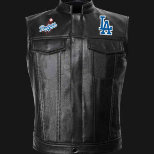 MLB Team Black Los Angeles Dodgers Leather Vest