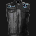 MLB Team Black Miami Marlins Leather Vest
