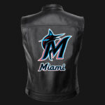 MLB Team Black Miami Marlins Leather Vest