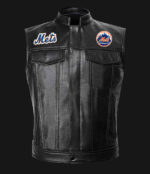 MLB Team Black New York Mets Leather Vest