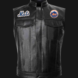 MLB Team Black New York Mets Leather Vest