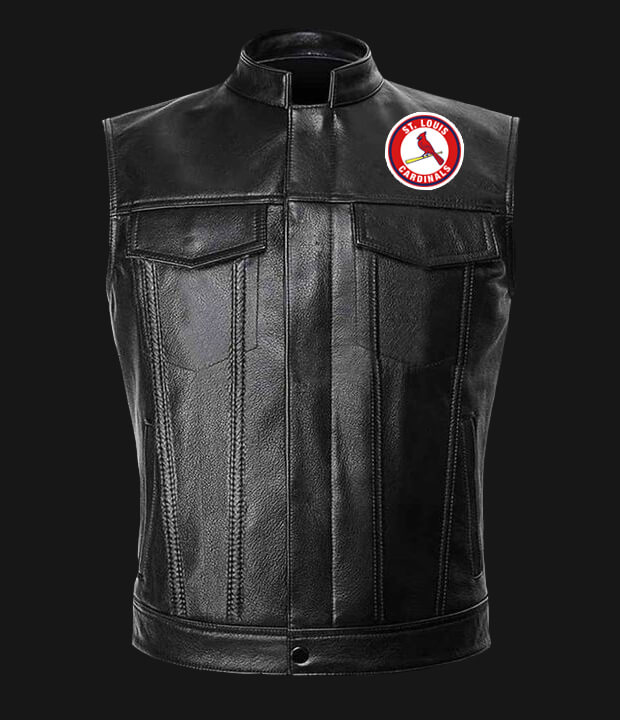 MLB Team Black St. Louis Cardinals Leather Vest (1) MLB Team Black St. Louis Cardinals Leather Vest