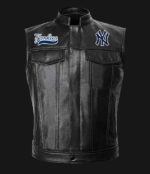 MLB Team New York Yankees Black Leather Vest