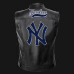 MLB Team New York Yankees Black Leather Vest