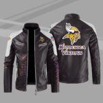 Minnesota Vikings Maroon Color Block Leather Jacket